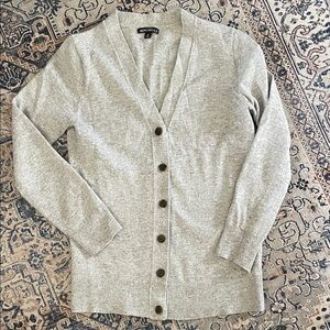 JCREW Light Gray Button-Up Blended Wool Cardigan